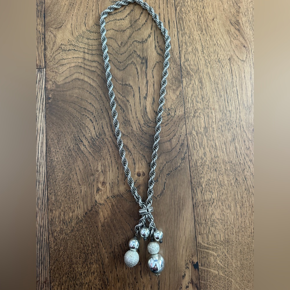 Vintage Chunky Rope Chain Lariat Bolo Necklace